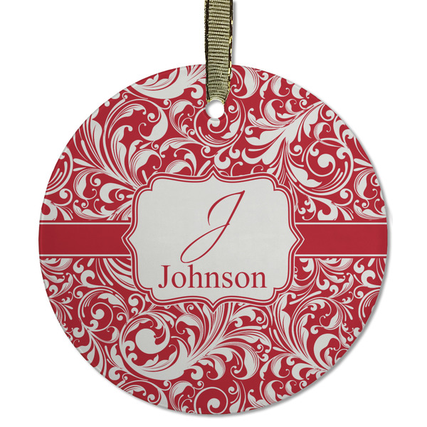 Custom Swirl Flat Glass Ornament - Round w/ Name and Initial