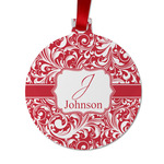 Swirl Metal Ball Ornament - Double Sided w/ Name and Initial