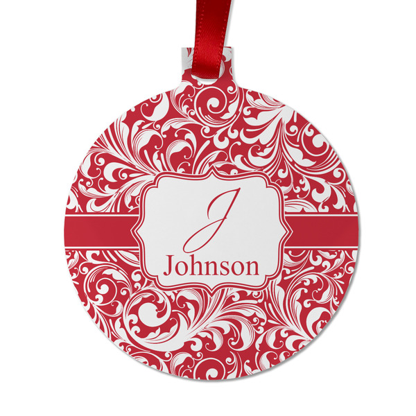 Custom Swirl Metal Ball Ornament - Double Sided w/ Name and Initial