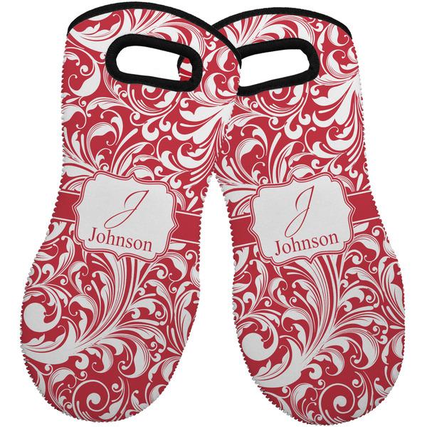 Custom Swirl Neoprene Oven Mitts - Set of 2 w/ Name and Initial