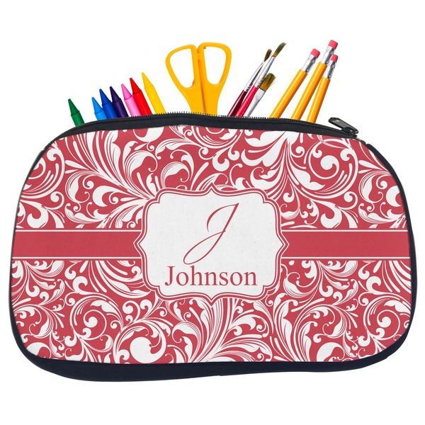 Custom Swirl Neoprene Pencil Case - Medium w/ Name and Initial