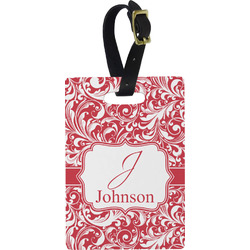 Swirl Plastic Luggage Tag - Rectangular w/ Name and Initial