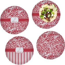 Swirl Set of 4 Glass Lunch / Dinner Plate 10" (Personalized)