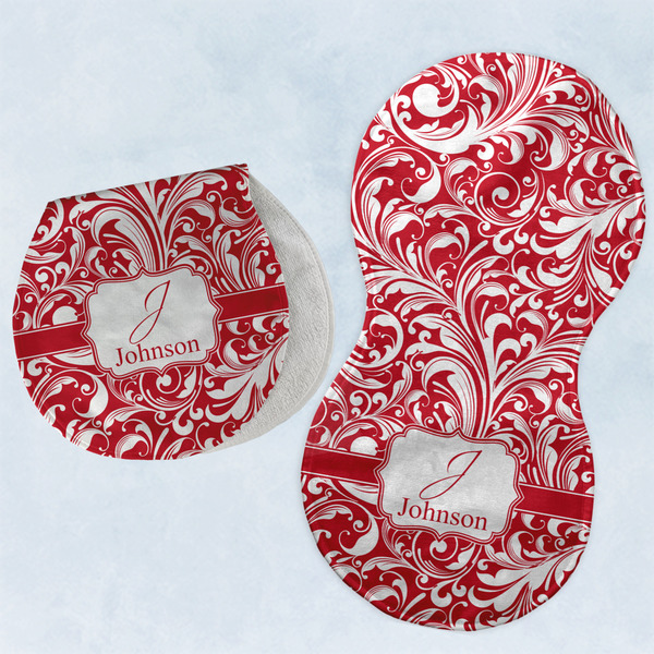 Custom Swirl Burp Pads - Velour - Set of 2 w/ Name and Initial