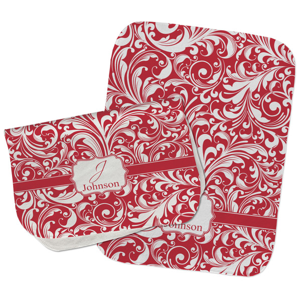 Custom Swirl Burp Cloths - Fleece - Set of 2 w/ Name and Initial