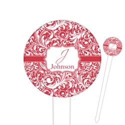 Swirl 6" Round Plastic Food Picks - White - Double Sided (Personalized)