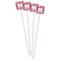 Swirl White Plastic Stir Stick - Double Sided - Square - Front