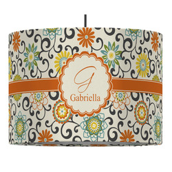 Swirls & Floral Drum Pendant Lamp (Personalized)