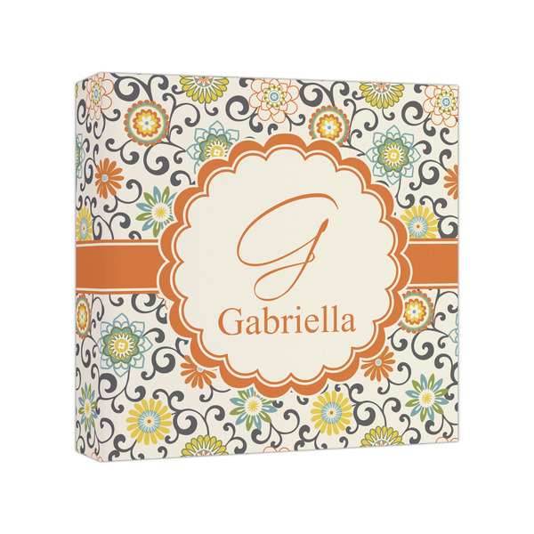 Custom Swirls & Floral Canvas Print - 8x8 (Personalized)