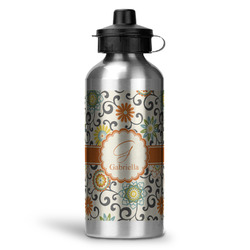 Swirls & Floral Water Bottle - Aluminum - 20 oz (Personalized)