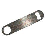 Swirls & Floral Bar Bottle Opener - Silver w/ Name and Initial