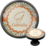 Swirls & Floral Cabinet Knob (Black) (Personalized)