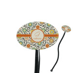 Swirls & Floral 7" Oval Plastic Stir Sticks - Black - Single Sided (Personalized)