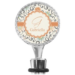 Swirls & Floral Wine Bottle Stopper (Personalized)