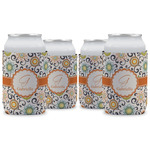 Swirls & Floral Can Cooler (12 oz) - Set of 4 w/ Name and Initial