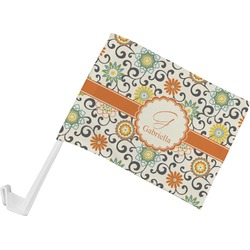 Swirls & Floral Car Flag - Small w/ Name and Initial