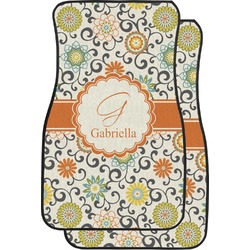 Swirls & Floral Car Floor Mats (Front Seat) (Personalized)