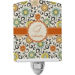 Swirls & Floral Ceramic Night Light (Personalized)