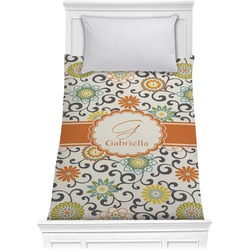 Swirls & Floral Comforter - Twin XL (Personalized)