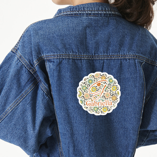 Custom Swirls & Floral Twill Iron On Patch - Custom Shape - X-Large (Personalized)