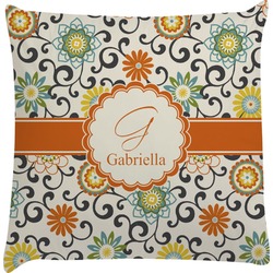 Swirls & Floral Decorative Pillow Case (Personalized)