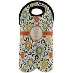 Swirls & Floral Wine Tote Bag (2 Bottles) (Personalized)