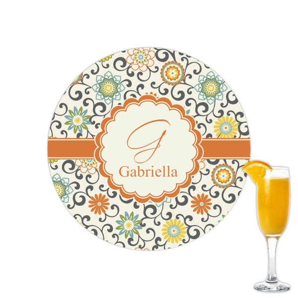 Custom Swirls & Floral Printed Drink Topper - 2.15" (Personalized)