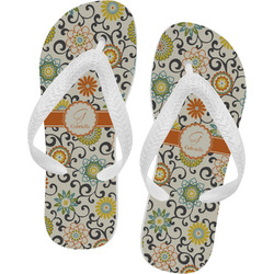 Swirls & Floral Flip Flops - Large (Personalized)
