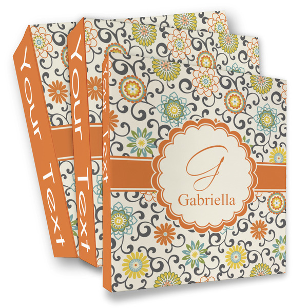 Custom Swirls & Floral 3 Ring Binder - Full Wrap (Personalized)