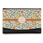 Swirls & Floral Genuine Leather Women's Wallet - Small (Personalized)