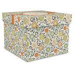 Swirls & Floral Gift Box with Lid - Canvas Wrapped - X-Large (Personalized)