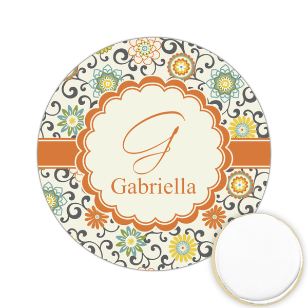 Custom Swirls & Floral Printed Cookie Topper - 2.15" (Personalized)