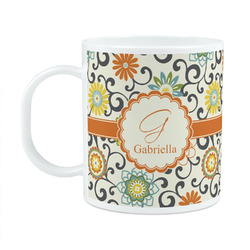 Swirls & Floral Plastic Kids Mug (Personalized)