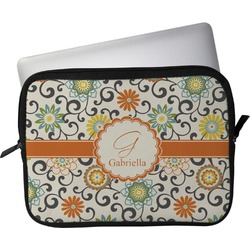 Swirls & Floral Laptop Sleeve / Case - 13" (Personalized)