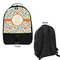 Swirls & Floral Large Backpack - Black - Front & Back View