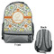 Swirls & Floral Large Backpack - Gray - Front & Back View