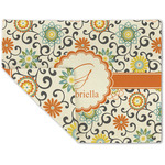 Swirls & Floral Double-Sided Linen Placemat - Single w/ Name and Initial