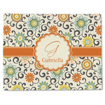 Swirls & Floral Single-Sided Linen Placemat - Single w/ Name and Initial