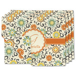Swirls & Floral Double-Sided Linen Placemat - Set of 4 w/ Name and Initial