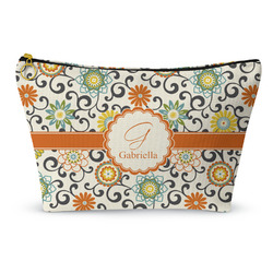 Swirls & Floral Makeup Bag - Small - 8.5"x4.5" (Personalized)