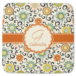 Swirls & Floral Memory Foam Bath Mat - 48"x48" (Personalized)