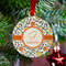 Swirls & Floral Metal Ball Ornament - Lifestyle