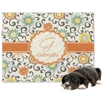 Swirls & Floral Dog Blanket - Large (Personalized)