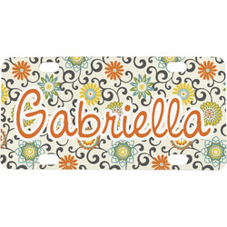 Swirls & Floral Mini / Bicycle License Plate (4 Holes) (Personalized)
