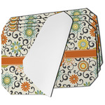 Swirls & Floral Dining Table Mat - Octagon - Set of 4 (Single-Sided) w/ Name and Initial