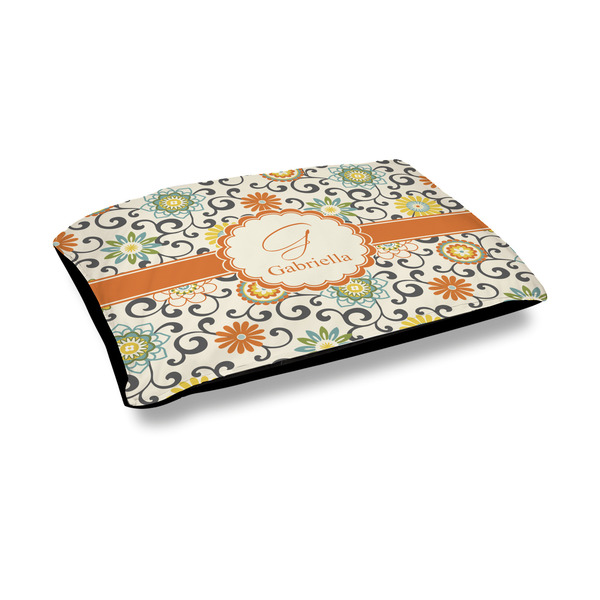 Custom Swirls & Floral Outdoor Dog Bed - Medium (Personalized)