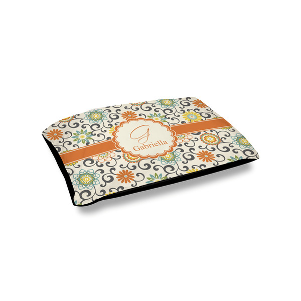 Custom Swirls & Floral Outdoor Dog Bed - Small (Personalized)