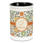 Swirls & Floral Ceramic Pencil Holders - Black