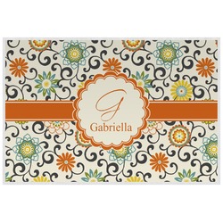 Swirls & Floral Laminated Placemat w/ Name and Initial