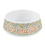 Swirls & Floral Plastic Dog Bowl - Small (Personalized)